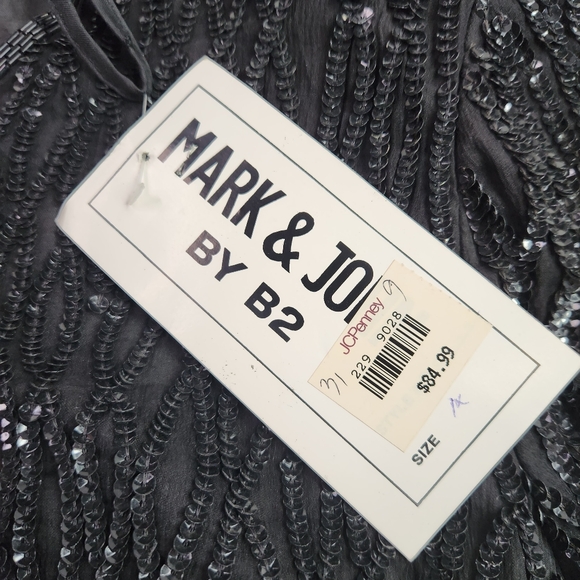 NEW Vintage Mark & John by B2 Womens Silk Sequin Black Cocktail Evening Dress 1X - Picture 4 of 14